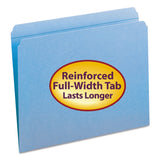 Smead 12010 File Folders Straight Cut Reinforced Top Tab Letter Blue 100/Box
