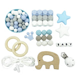 Star Silicone Beads Set Wooden Crochet Beads Wood Ring DIY Necklace Bracelet Accessories TZ003
