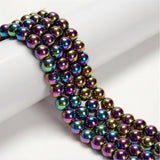 126Pcs 6mm Rainbow Hematite Beads - Smooth Round Healing Gemstone Beads for Jewelry Making, DIY Crafts, Beading Bracelets
