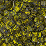 Miyuki Tila Beads - 2 Hole Square Beads, 5x5x1.9 mm, 5 Grams Glass Beads Picasso Yellow (TL4519)