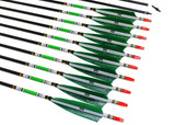 TTFLY FLETCHING 31 inch Carbon Arrows Green Turkey Feather Targeting Arrows Archery with Screw-in Field Tips Hunting&Practice(12