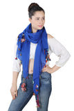 Verismo Scarf Cotton Soft Quality Solid Blue Color Nice Big Stole With Beautiful Multi Color Fringes To Get Charming Look. You C