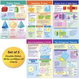 NewPath Learning Perimeter, Circumference, Area & Volume Bulletin Board Charts, Set/5 - Laminated, Double-Sided, Full-Color, 12
