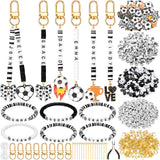 Hinly 3718 Pcs Soccer Keychain Bracelets Making Kit DIY Soccer Charm Key Chain Craft Adjustable Sport Bead for Jewelry Making Sp
