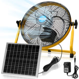 Tujoe 12 Inch Solar Panel Powered Fan, 2 in 1 Solar Panel or AC Charger Powered Fan 12W 9V Portable for Chicken Coop Greenhouse