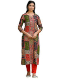 Gosriki Women'S Rayon Blend Straight Printed Kurta With Pant (Nimmi Red-Vks01-Gs_Xxl_Red_Xx-Large),Red,2,B0DCK9S8WM