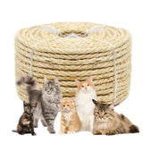 YALAVA Natural Sisal Rope for Cat Scratching Posts, 1/4 Inch 200FT Abrasion Resistance Rope, Multipurpose for Cat Tree Repair, D