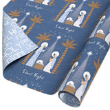 American Greetings Religious Christmas Wrapping Paper Roll with Nativity, Navy Blue and White Holiday Gift Wrap (60 sq. ft., 1 R