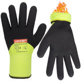 LOCCEF 2 Pairs Winter Work Gloves for Men and Women, Freezer Gloves for Work Below Zero, Thermal Insulated, Super Grip(Yellow, 1
