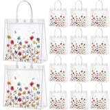 Kacctyen 24 Pcs Wildflower Party Favor Wildflower Clear PVC Gift Bags for Wedding Birthday Baby Shower Butterfly Flower Printed