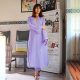 Anni Designer Women'S Rayon Blend Straight Solid Kurta With Pant (Janpad Purple_Xl_Purple_X-Large),Purple,XL,Rayon Blend,Regular,