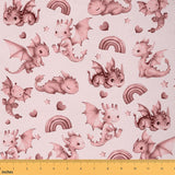 jejeloiu Cute Dragon Fabric by The Yard 3 Yards Kids Rainbow Love Pattern Pink Upholstery Fabric for Chairs Fairy Tale Theme for