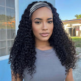 DSEKCAIN Deep Wave Headband Wig Human Hair 22 Inch 200 Density 100% Real Human Hair Deep Curly Headband Wig No Glue No Sew In Gl