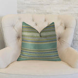 Plutus Brands Plutus Chic Stripe Aloe Handmade Throw Pillow, 12 X 20, Light Blue/Green/Cream