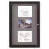 Quartet Enclosed Fabric Bulletin Board, 2 x 3 Feet, 1 Door, Black Frame with Gray Fabric (2363L)