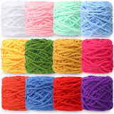 Buryeah 12 Pack Chunky Chenille Yarn for Crocheting Soft Thick Fluffy Yarn for Hand Knitting Bulky Velvet Blanket Plush for Weav