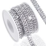 Towenm 3 Yards 3 Rows Crystal Rhinestone Chain Trim for Crafts, Silver Crystal Rhinestone Close Chain for Jewelry Making, Weddin