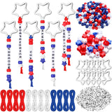 Landical 564 Pcs Patriotic Keychain DIY Making Kit Star Bead Keychain Kit Independence Day Key Chain 250th Anniversary Making Cr