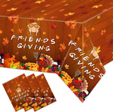 3Pcs Friendsgiving Decorations Tablecloth, 54 x 108 Friends Giving Tablecloth Waterproof Maple Leaves Pumpkin Turkey Theme Thank