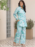 Libas Womens Printed Silk Blend Co-Ord Set For Women Blue Xl 39022