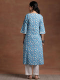 Libas Women'S Cotton Printed A-Line Kurta (29014R Blue Blue Xs