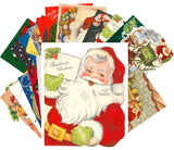 Vintage Christmas Greeting Cards 24pcs Santa Preparing Gifts for Christmas Reprint Postcard Set