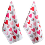 DII Valentine's Day Collection Kitchen, Dishtowel Set, 18x28, Hearts Collage, 2 Piece
