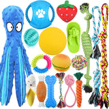 LosFong 18 Pack Luxury Dog Chew Toys for Small Dogs & Puppies - Premium Puppy Chew Toy Set with Ropes, Treat Ball, Squeaky Toys,