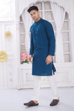 Divisive Men'S Thread Embroidered Cotton Only Slim Fit Kurta (Dkrt637_Xxxl_Turquoise)