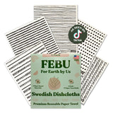 FEBU Swedish Dishcloths for Kitchen | 5 Pack Black Minimalist Reusable Paper Towels Washable | Swedish Dish Towels | Non-Scratch