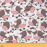 jejeloiu Cute Cow Fabric by The Yard Farmhouse Cow Upholstery Fabric Kawai Farm Animals Waterproof Indoor Outdoor Decor for DIY