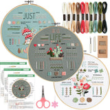 COCOMOX 3 Sets Embroidery Kit for Beginners Adults, Needlepoint Cross Stitch Kits, Learn 34 Different Stiches DIY Kits, Hand Emb