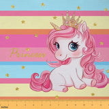 Erosebridal Pink Unicorn Fabric by The Yard for Girls | Princess Rainbow Unicorn Upholstery Fabric for Chairs Cute Stars Striped