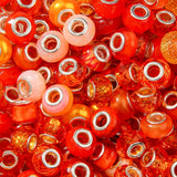 BERMRO 100pcs Large European Hole Beads Orange Round Iridescent Acrylic Bead Fairy Wand Garden Beads for DIY Crafting Necklace B