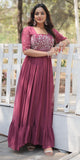 Wedani Faux Georgette Anarkali Kurta Set With Thread Work For Women (In Alpha S Regular Magenta),MAGENTA,S,Georgette,Anarkali,
