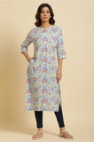W For Woman Women'S Rayon Regular Kurta (23Auw10256-122864_Light Blue