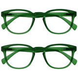 OPULIZE POP Reading Glasses for Women Men,Scratch Resistant Round Matt Frame with Spring Hinges, Green +1.50 (Pack of 2)