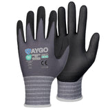 KAYGO Safety Work Gloves MicroFoam Nitrile Coated, 60 Pairs KG18NB,Seamless Knit Nylon Glove for Men and Women, Ideal for Automo