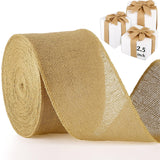 20 Yard 2.5 Inches Burlap Ribbon Wide Jute Ribbon Natural Burlap Fabric Roll Wired Edge for Wreaths, Christmas Tree Decoration,