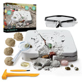 Discovery Big Treasure Dig STEM Kit - 23-Piece Excavation Set for Kids| Dig for 15 Gemstones, 4 Crystal Geodes & Pyrite Nuggets|