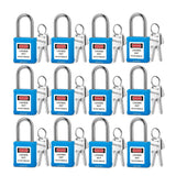 BOZZYS Lockout Tagout Locks 12-Pack|OSHA Blue Loto Locks Keyed Different|2 Keys/Lock for Industrial Machinery & Electrical Panel