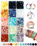 FIVEIZERO 600pcs Natural Chip Stone Beads 5-8mm - 15 Color Crystal Chip Beads for Jewelry Making, Valentine's Day Bracelet,DIY I