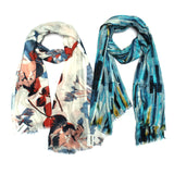 Bratkrok WomenS Trendy Floral Printed Rayon Stoles Multicolour (Pack Of 2)