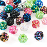 FASHEWELRY 30Pcs Resin Rhinestone Acrylic Bubblegum Beads 16mm Colored Round Disco Ball Beads for Beadable Pen Lanyards Keychain