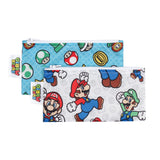 Bumkins Nintendo Reusable Snack Bags, for Kids School Lunch and for Adults Portion, Washable Fabric, Waterproof Cloth Zip Bag, S