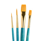 Princeton RealValue Paintbrush, Round 1,4, Wash 1/4, Flat 1/2, Blue
