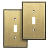 Henne Bery Soft Modern Decorative Wall Plate Switch Plate Outlet Cover (Single Toggle 2PK, Antique Brass)