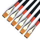 3/4 Inch Flat Bright Paint Brush, Pack of 6, Premium Quality Synthetic Hair for Acrylic Watercolor Oil Gouache Painting by Stude