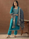 Libas Women'S Silk Blend Kurta Set (Gs1032_Blue_S)