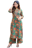 Gosriki Women'S Rayon Viscose Straight Printed Kurta With Pant (Kismat Green-Gs_M_Green_Medium),Green,,B0F38J4M9C